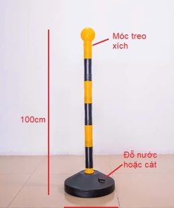 Alternative view of Trụ giao thông nhựa móc xích cao 100cm đế tròn phi 32cm – Vàng đen di động, dễ lắp đặt